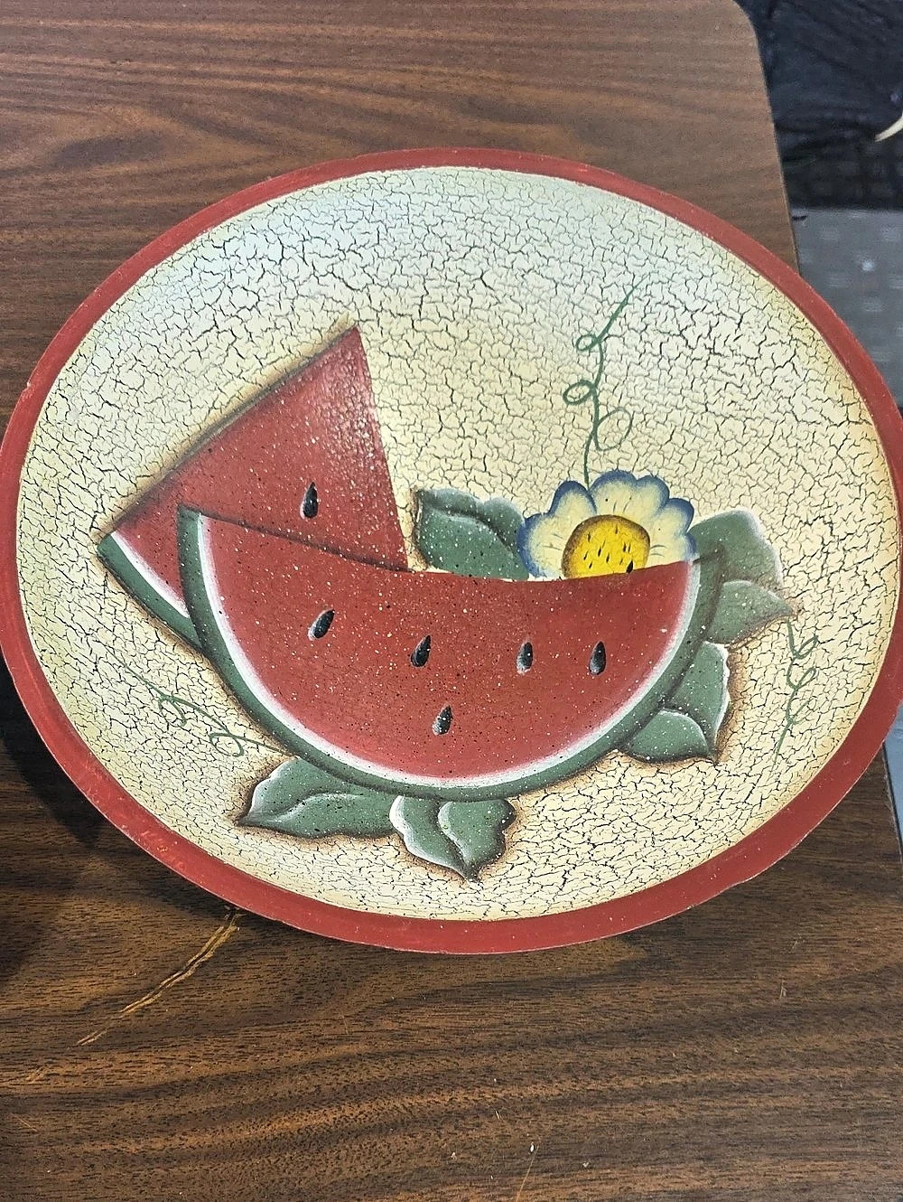 Watermelon Decorative Serving Bowl Green & Red